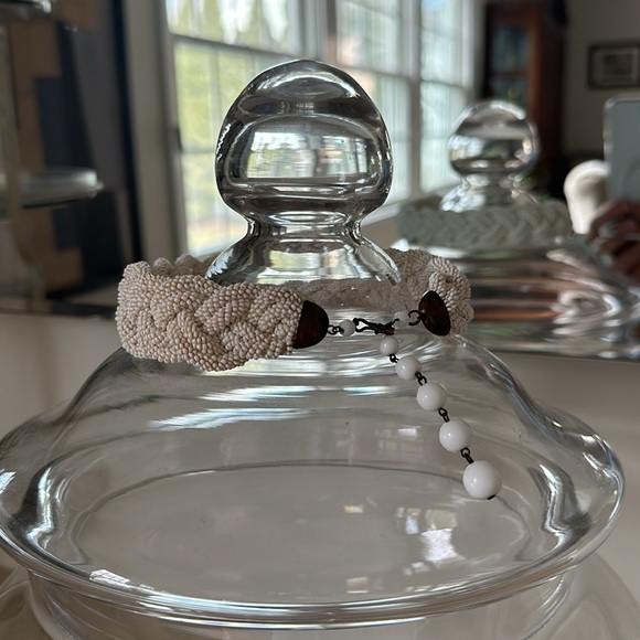 Vtg white micro bead braid choker vintage - Picture 3 of 8